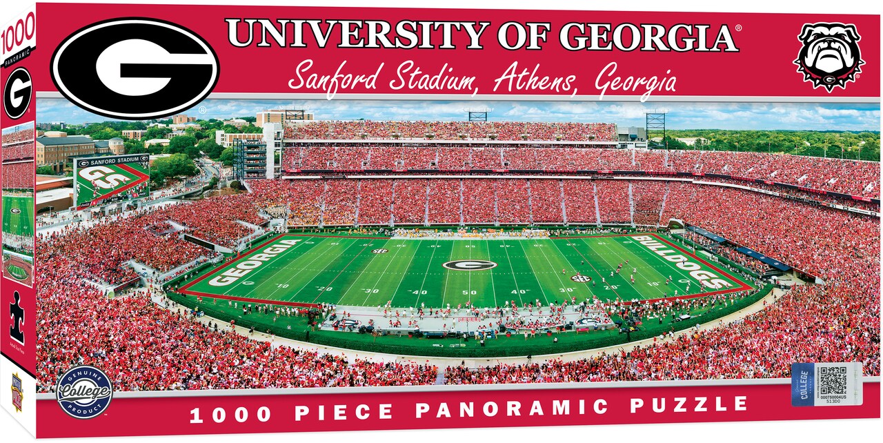 MasterPieces 1000 Piece Sports Jigsaw Puzzle - NCAA Georgia Bulldogs Center View Panoramic - 13"x39"